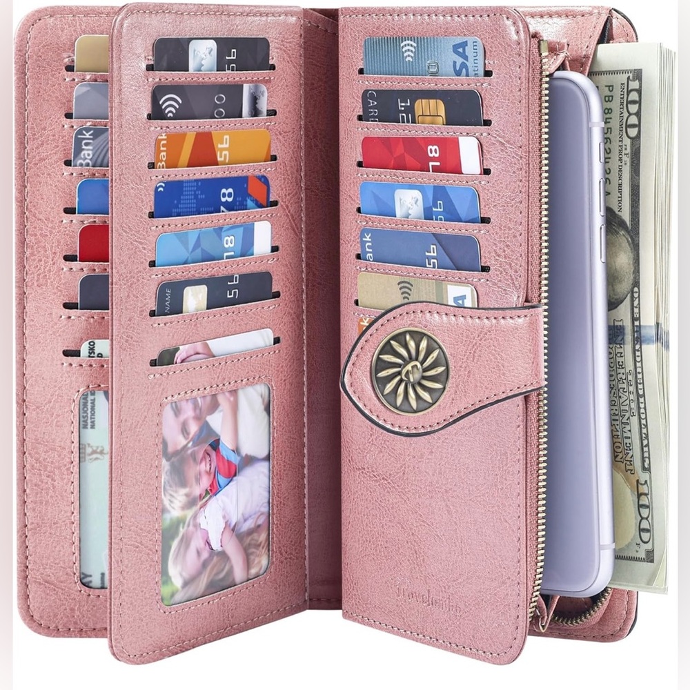 Travelambo Women's pink leather Wallet
